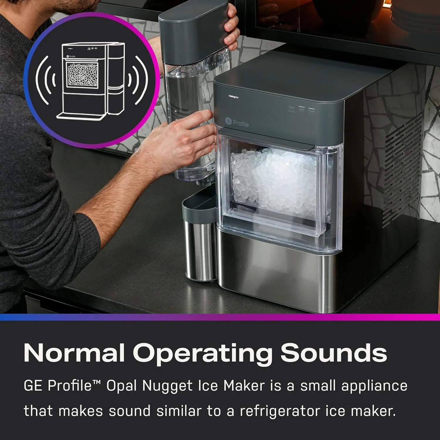 2.0 Countertop Nugget Ice Maker, 38 lbs/24hrs, WiFi-Enabled, Stainless Steel, Scoop Included