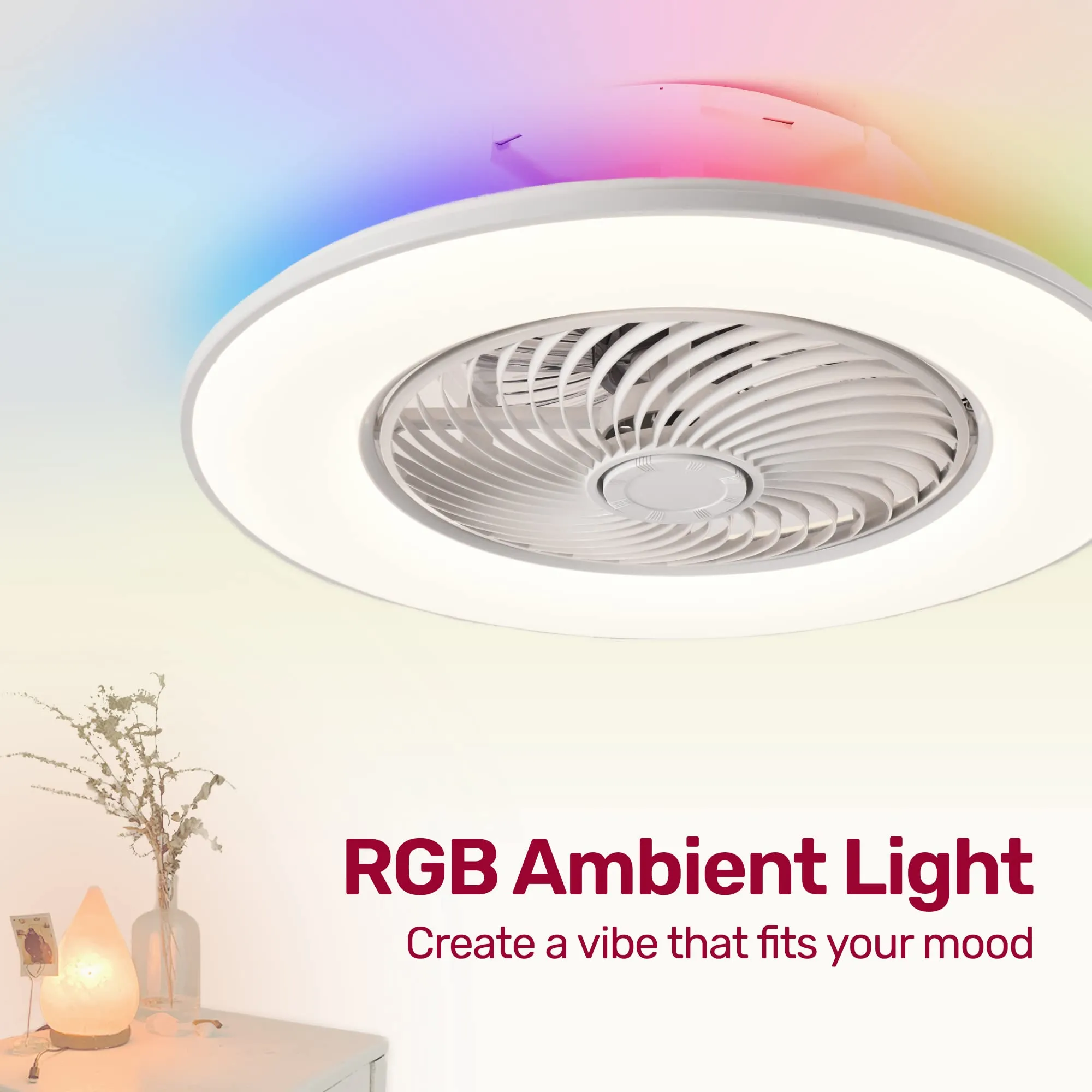 22" YANASO Hue Ceiling Fan Light with Alexa/Google Assistant/App Control