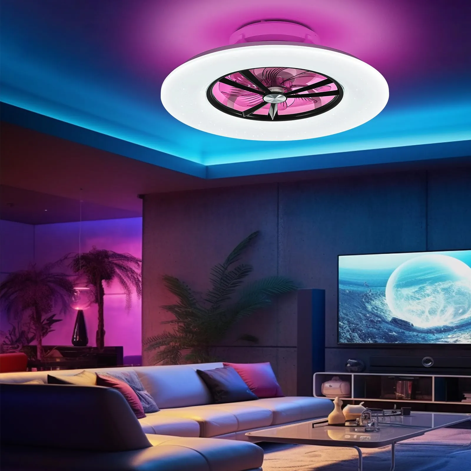 24" Orison RGB Ceiling Fans with Lights, Compatible with Alexa/Google Home and App Controlled