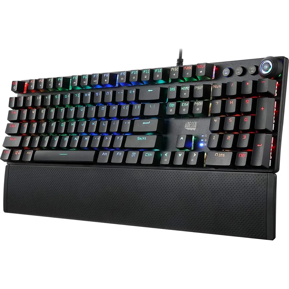 Adesso RGB Programmable Mechanical Gaming Keyboard with Detachable Magnetic Palmrest