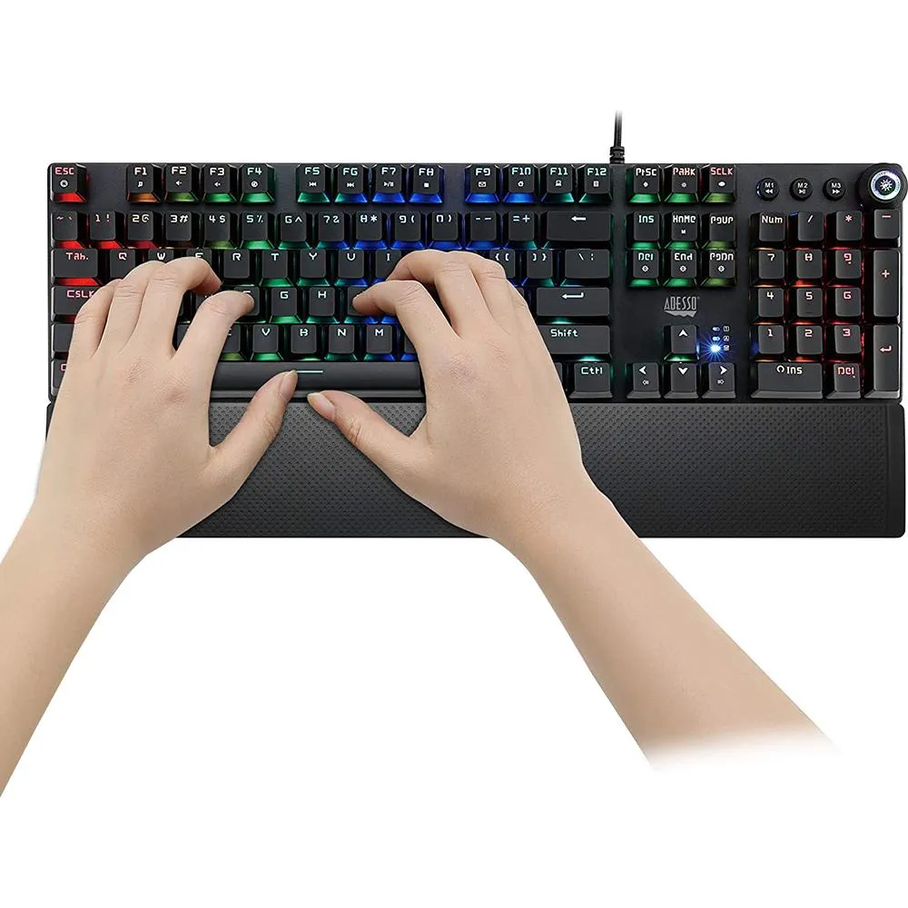 Adesso RGB Programmable Mechanical Gaming Keyboard with Detachable Magnetic Palmrest