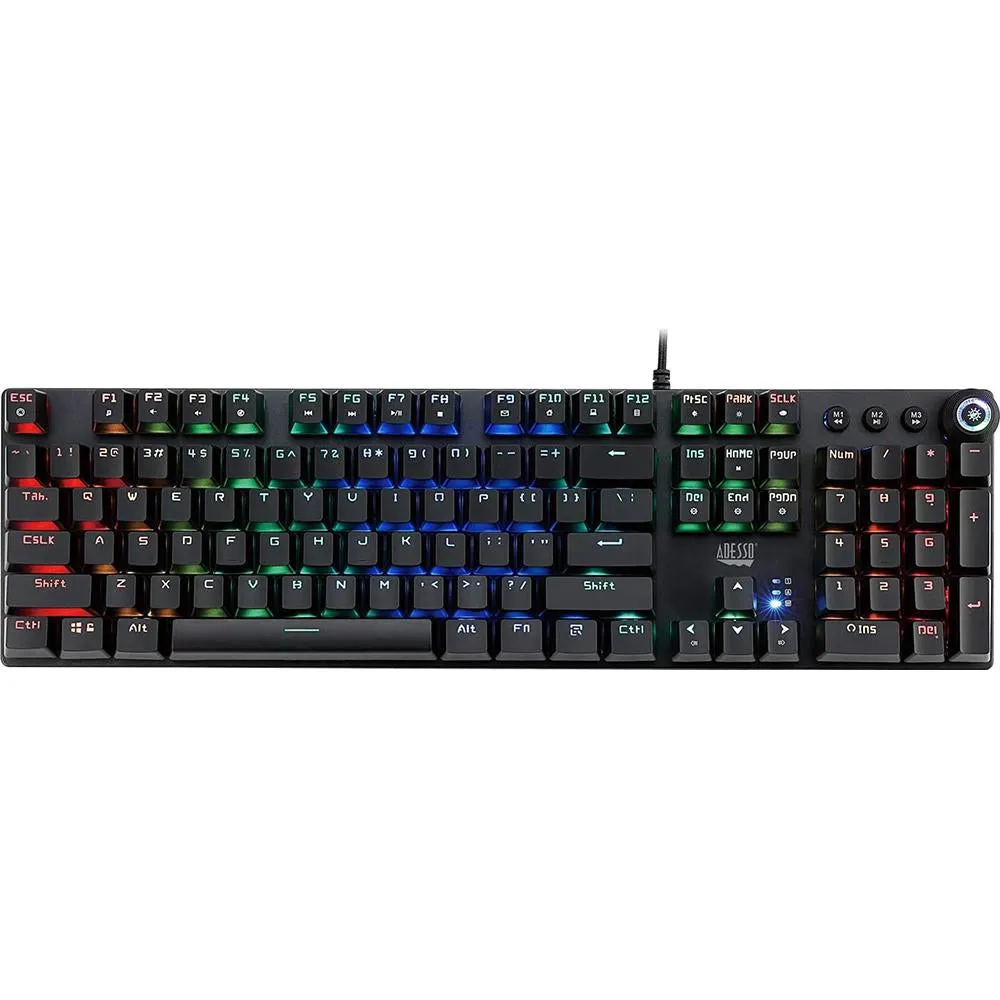 Adesso RGB Programmable Mechanical Gaming Keyboard with Detachable Magnetic Palmrest