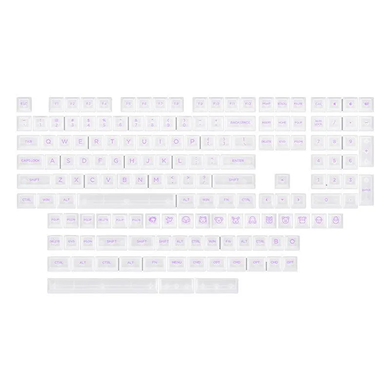 AKKO Clear Full Transparent Keycaps Set ASA 155 Keys Purple Character