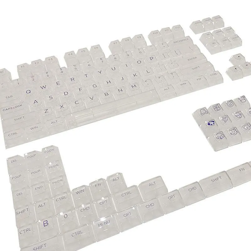 AKKO Clear Full Transparent Keycaps Set ASA 155 Keys Purple Character