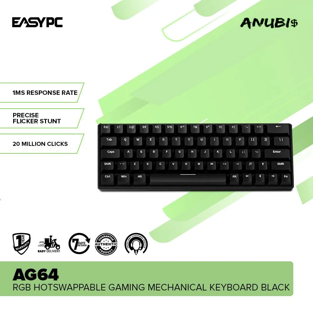 Anubis AG64 RGB Hotswappable Gaming Mechanical Keyboard Black