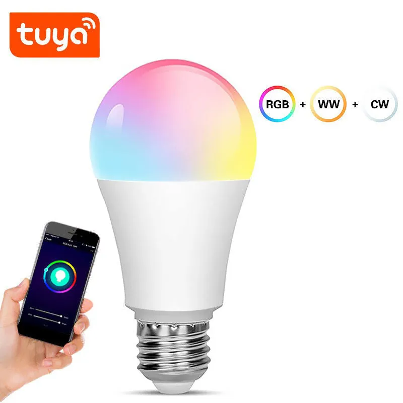 App Compatible Alexa Google Home Tuya Smart Light Bulb Wifi Bulb Rgbcw 9w Color Changing Led Light E27 E26 110v 220v