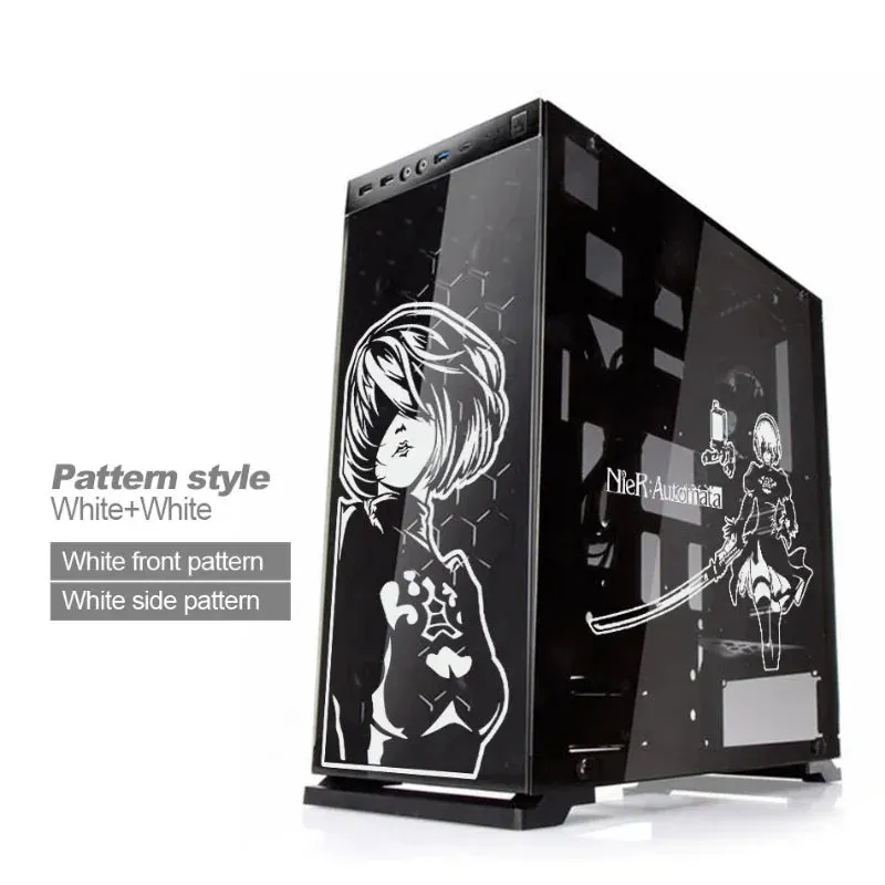 Automata ATX Gaming PC Case Sticker Middle Tower Computer Decorative Sticker Anime Removable Waterproof Sticker