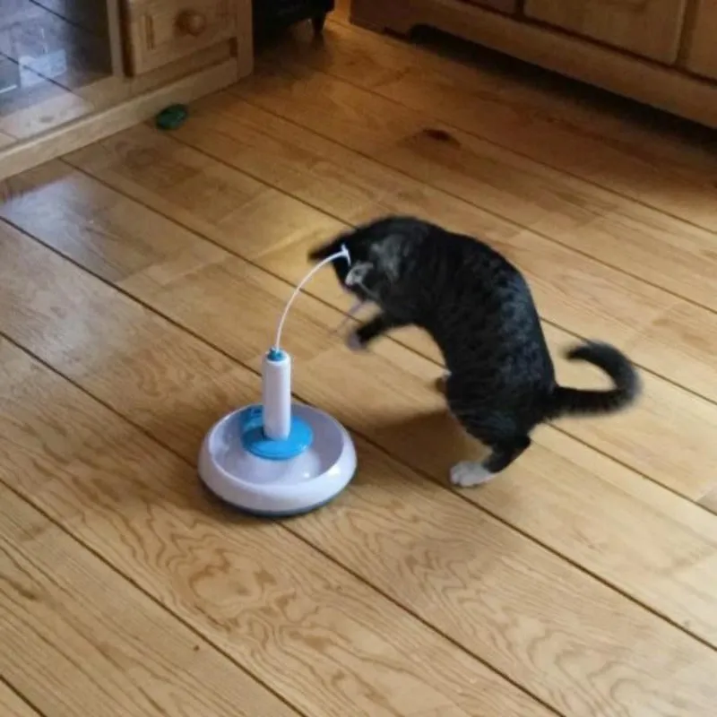 Cat Toy Interactive Turntable With Moving Ball & Rotating Feather Battery Powered