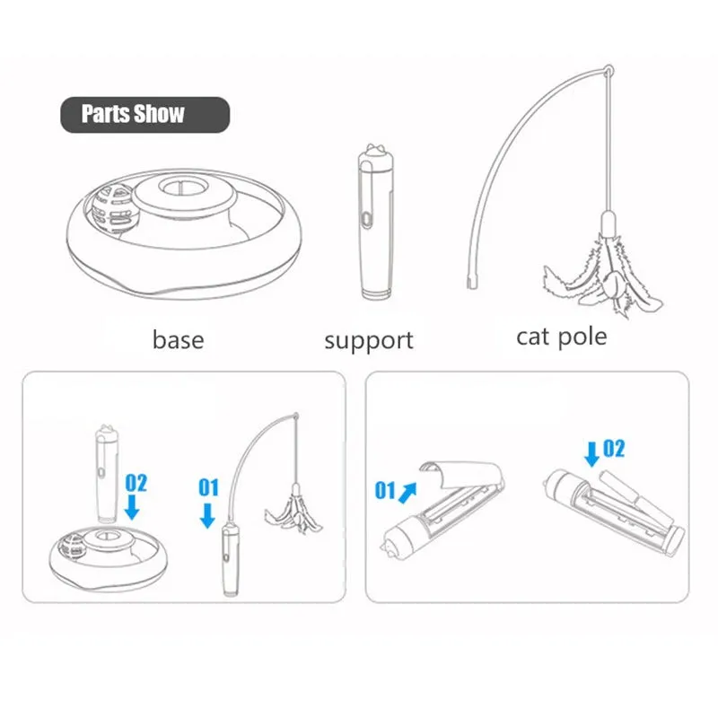 Cat Toy Interactive Turntable With Moving Ball & Rotating Feather Battery Powered