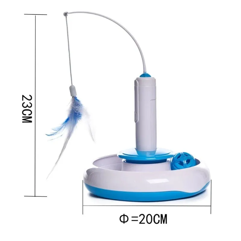 Cat Toy Interactive Turntable With Moving Ball & Rotating Feather Battery Powered