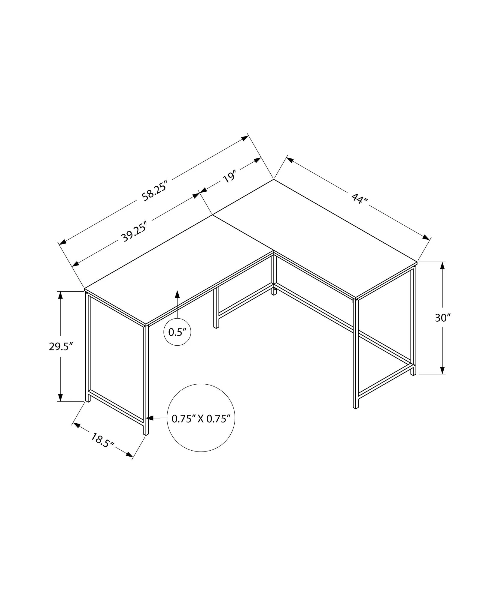 Computer Desk - 58"L / White Top / White Metal Corner