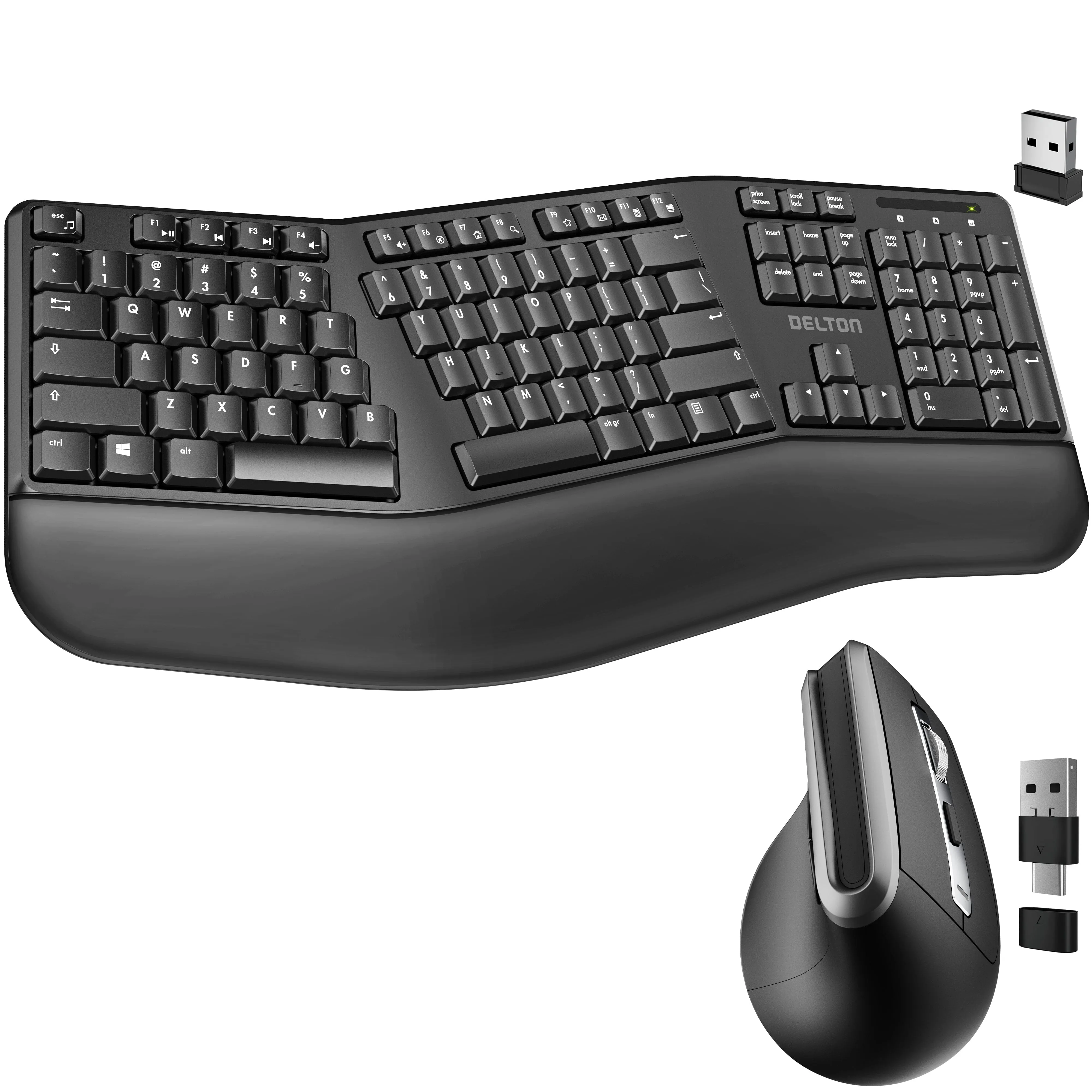 Delton G20 Ergonomic Wireless Split Keyboard and Vertical Ergonomic Bluetooth Mouse