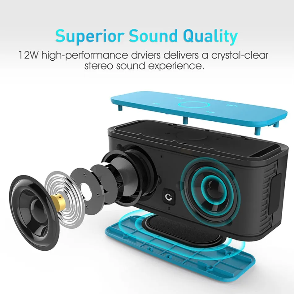 DOSS SoundBox Wireless Bluetooth Speaker TWS Touch Control IPX5 Waterproof Mini Portable Sound Box Stereo Bass Computer Speakers