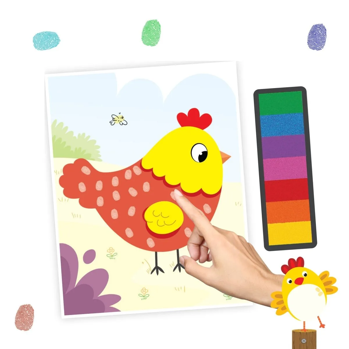 Dreamland Publications Fingerprint Art Activity Book For Children- Farm With Thumbprint Gadget