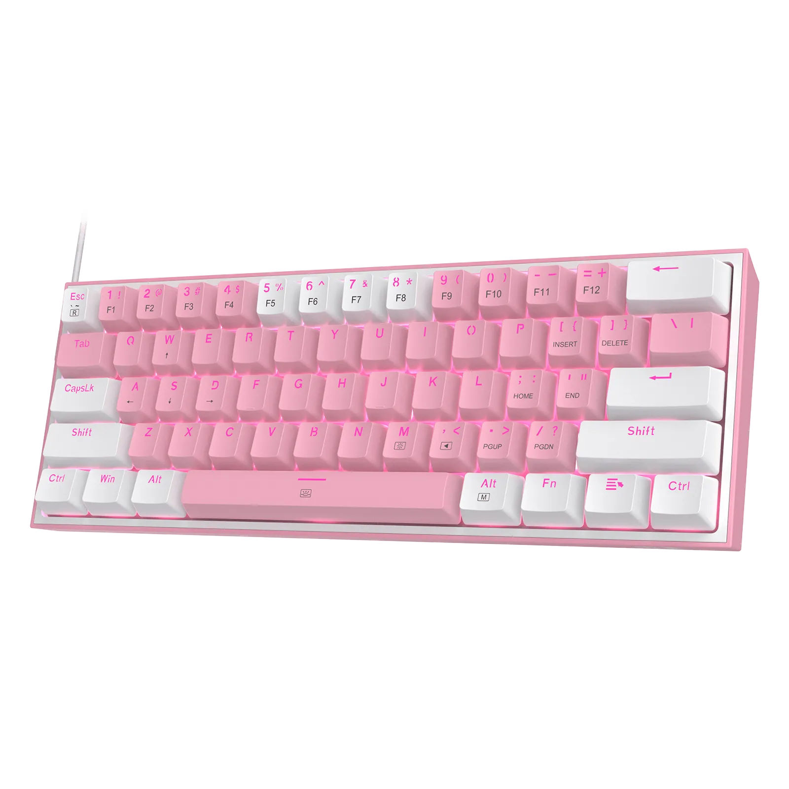 FIZZ K617 60 White & Pink Mechanical keyboard