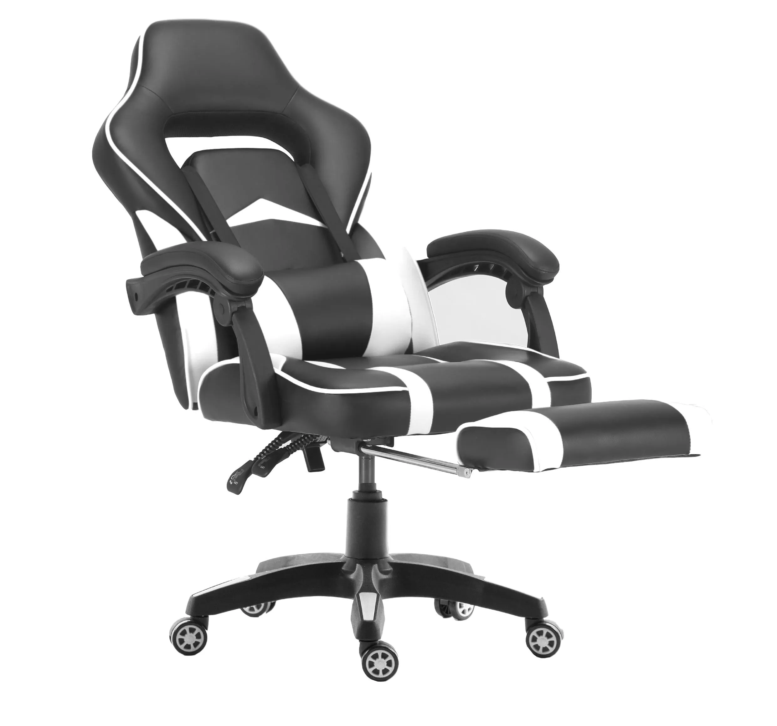 FOOTREST SERIES/ 055 GAMING CHAIR (BLACK & WHITE)