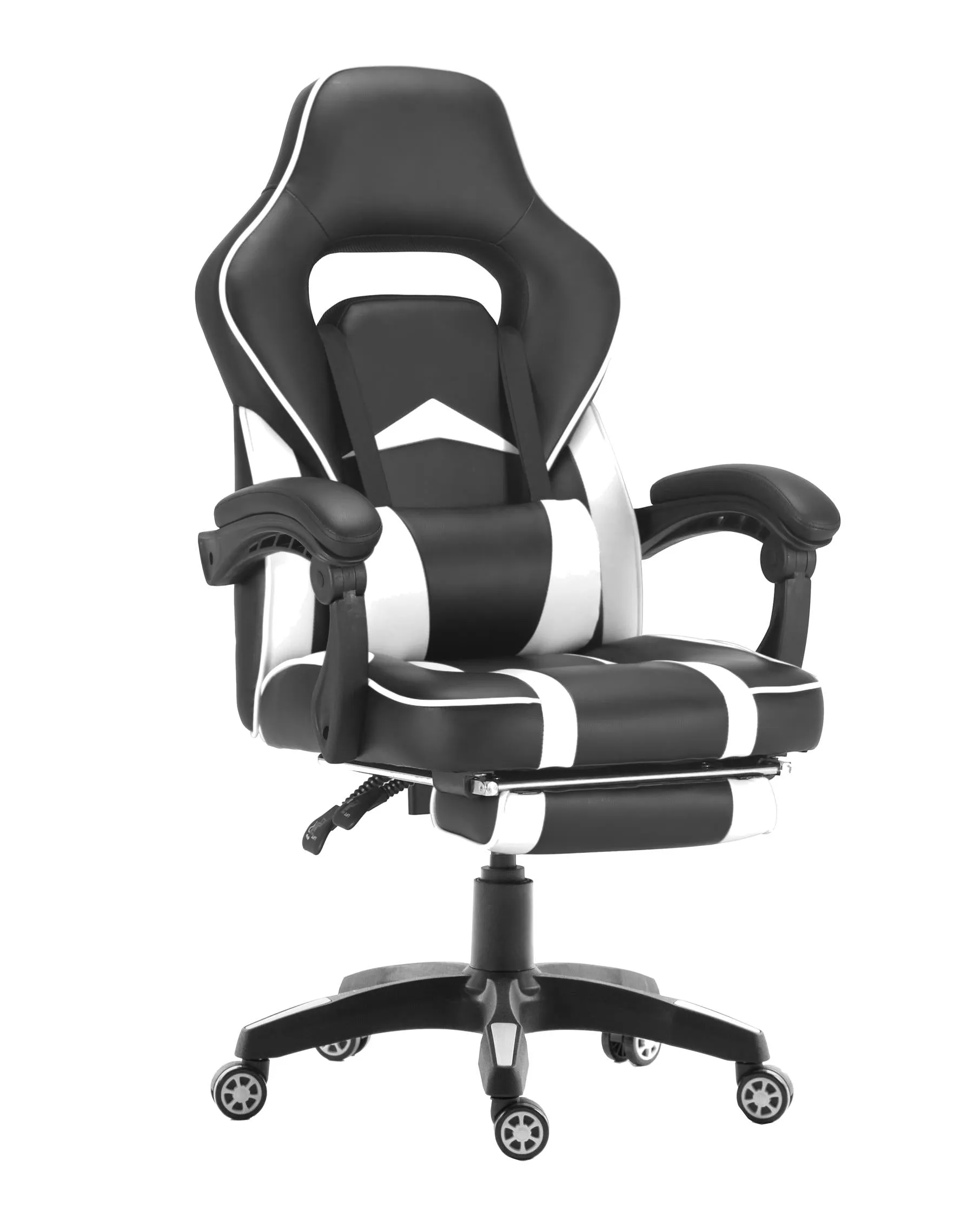 FOOTREST SERIES/ 055 GAMING CHAIR (BLACK & WHITE)