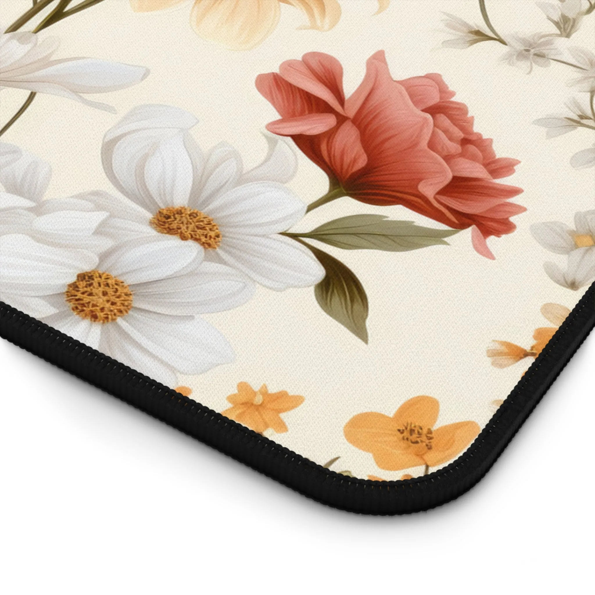 Grandma Floral Yellow Red Aster Laptop Computer Desk Mat