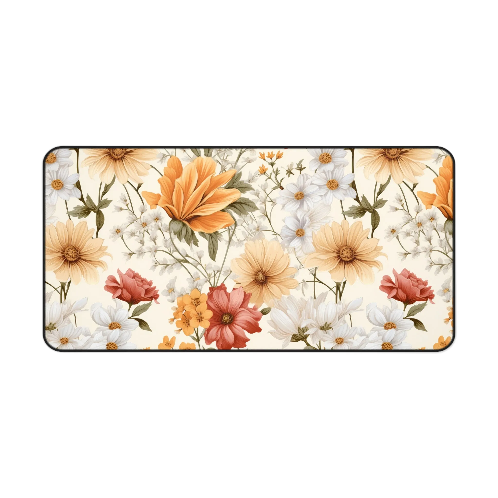 Grandma Floral Yellow Red Aster Laptop Computer Desk Mat