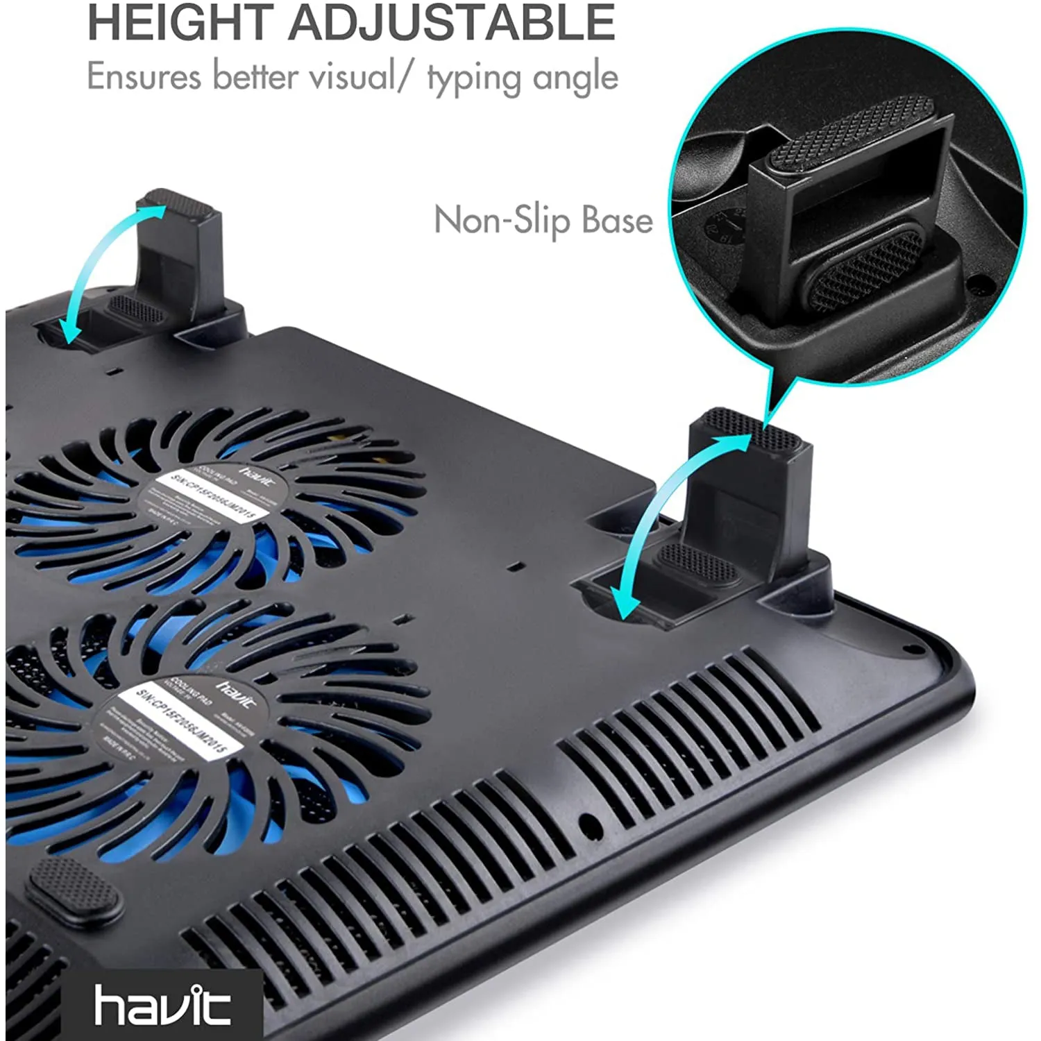 HAVIT HV-F2056 15.6"-17" Laptop Cooler Cooling Pad - Portable USB Powered (3 Fans)