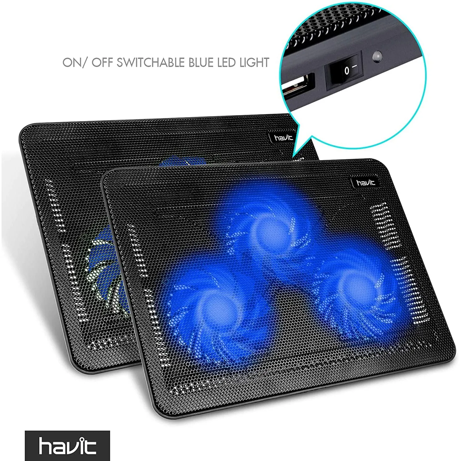 HAVIT HV-F2056 15.6"-17" Laptop Cooler Cooling Pad - Portable USB Powered (3 Fans)