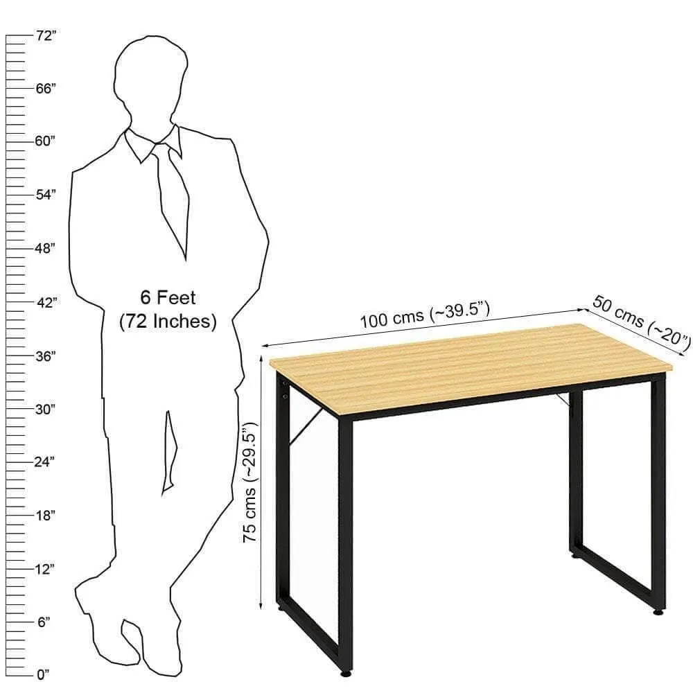 Helios T100 Modern Desk Study Table For Home, Misty Oak