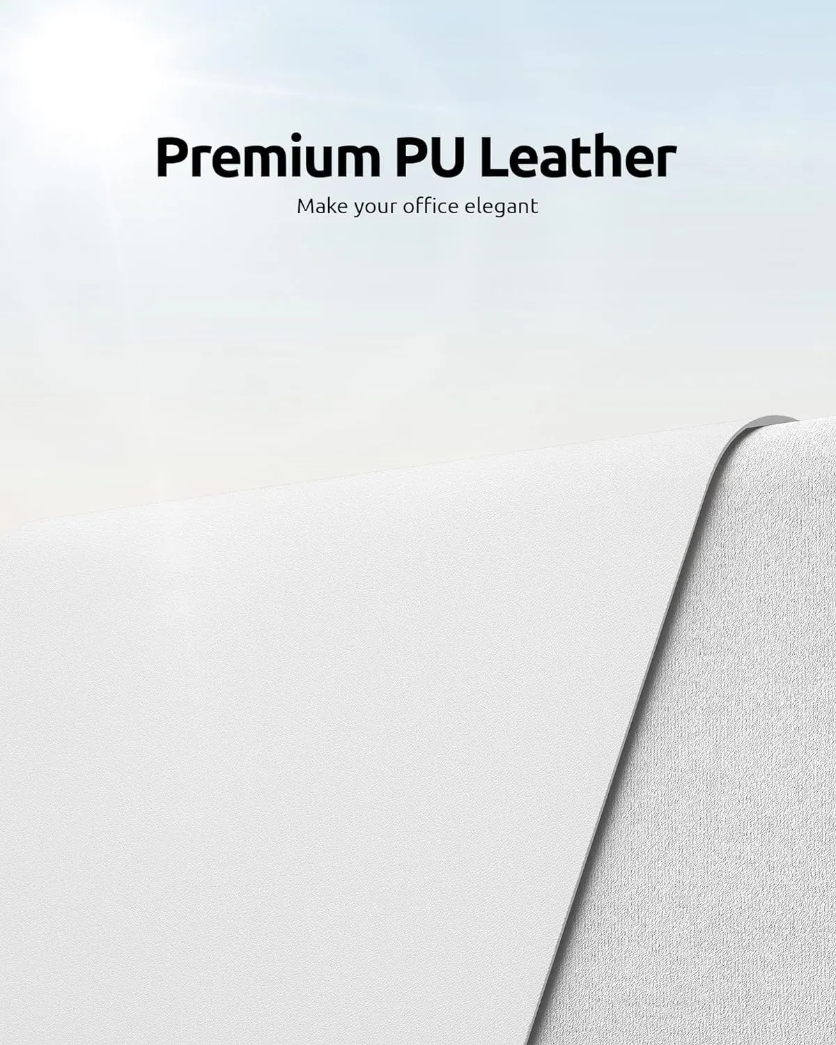 Leather Desk Pad Protector, Non-Slip PU Leather Desk Blotter (23.6" x 13.8", White)