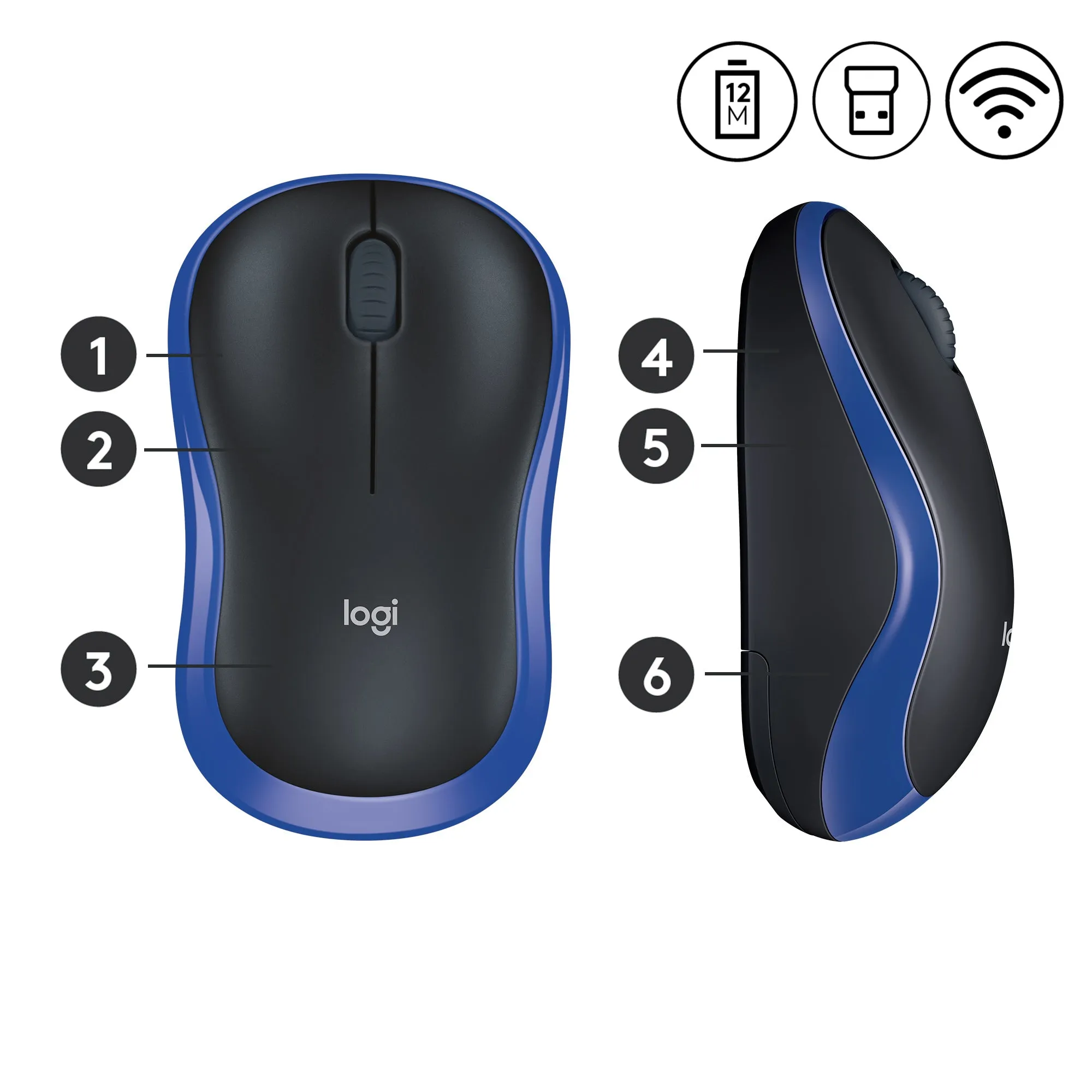 Logitech Mouse Lgt-M185b - Black/Blue