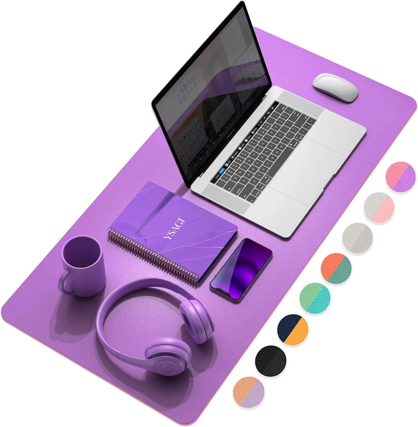 Multifunctional Office Desk Pad, Ultra Thin Waterproof PU Leather Mouse Pad, Dual Use Desk Writing Mat for Office/Home