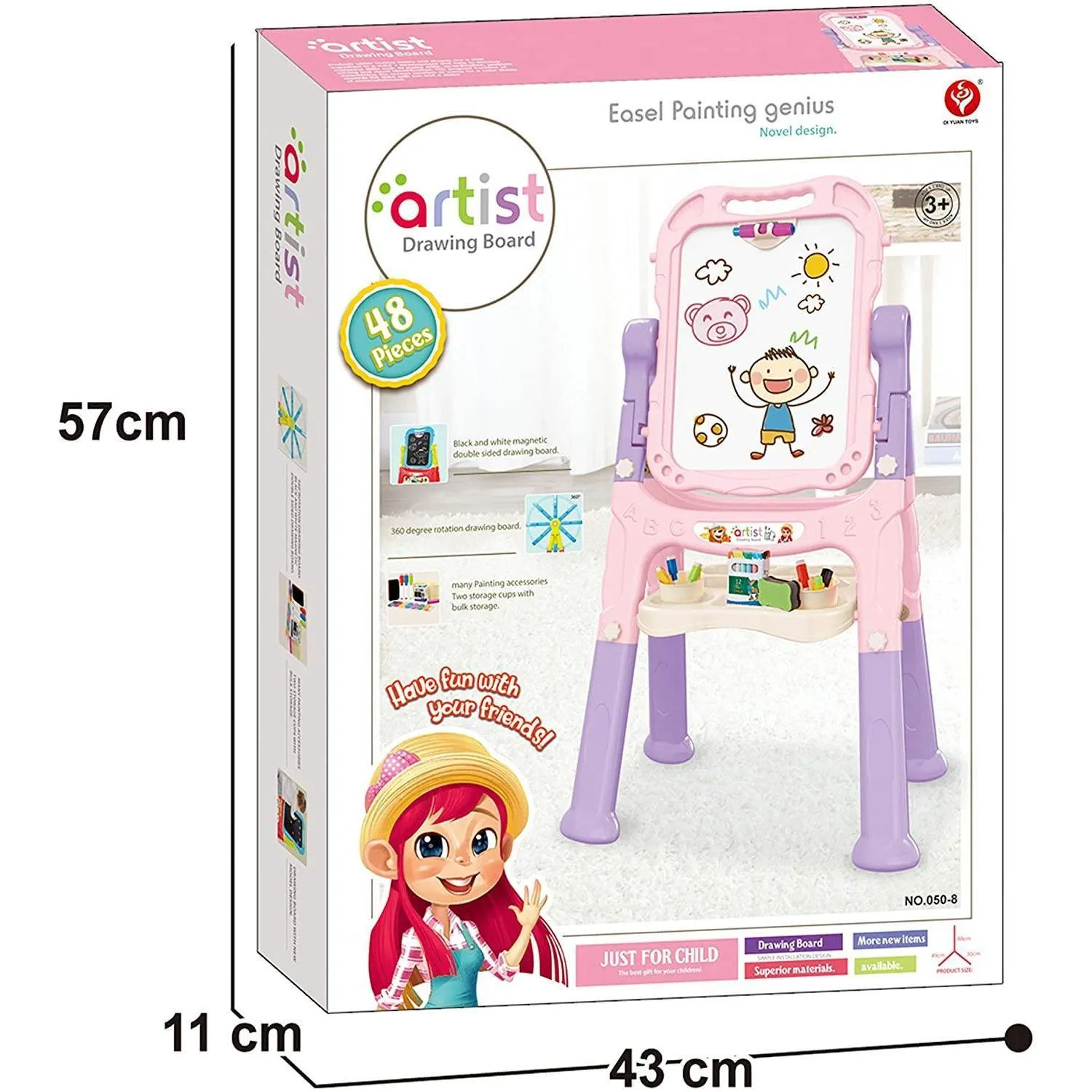 Pink Folding Double-Sided Magnetic Drawing Board