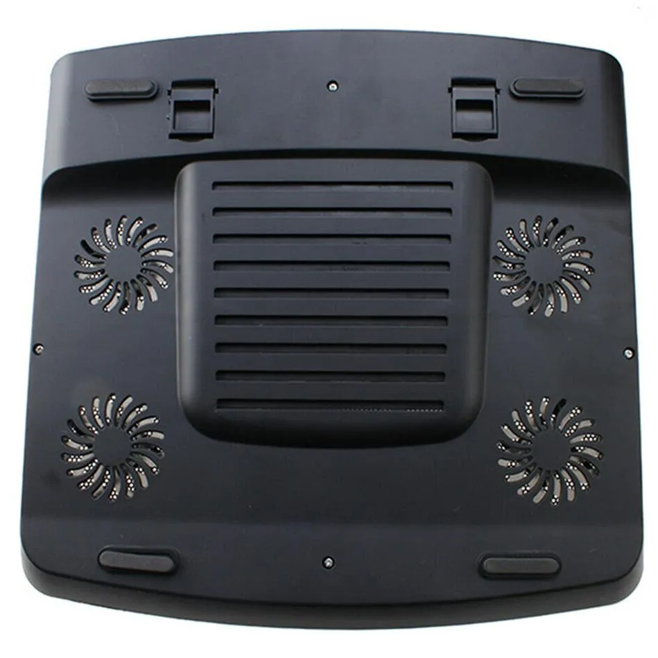 Portable 5 Fans Cooling Pad LED Light Radiator