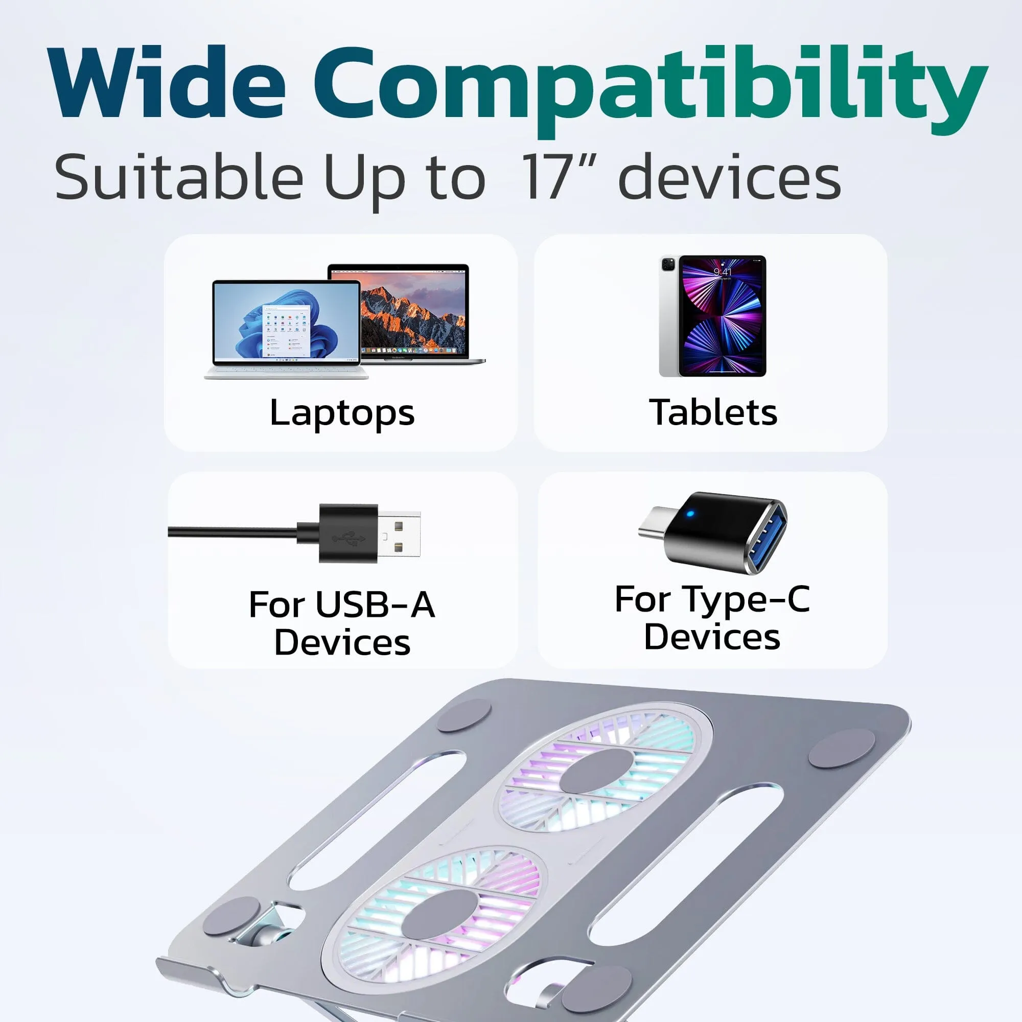 Purely C50 Laptop Cooling Adjustable Stand with Fans