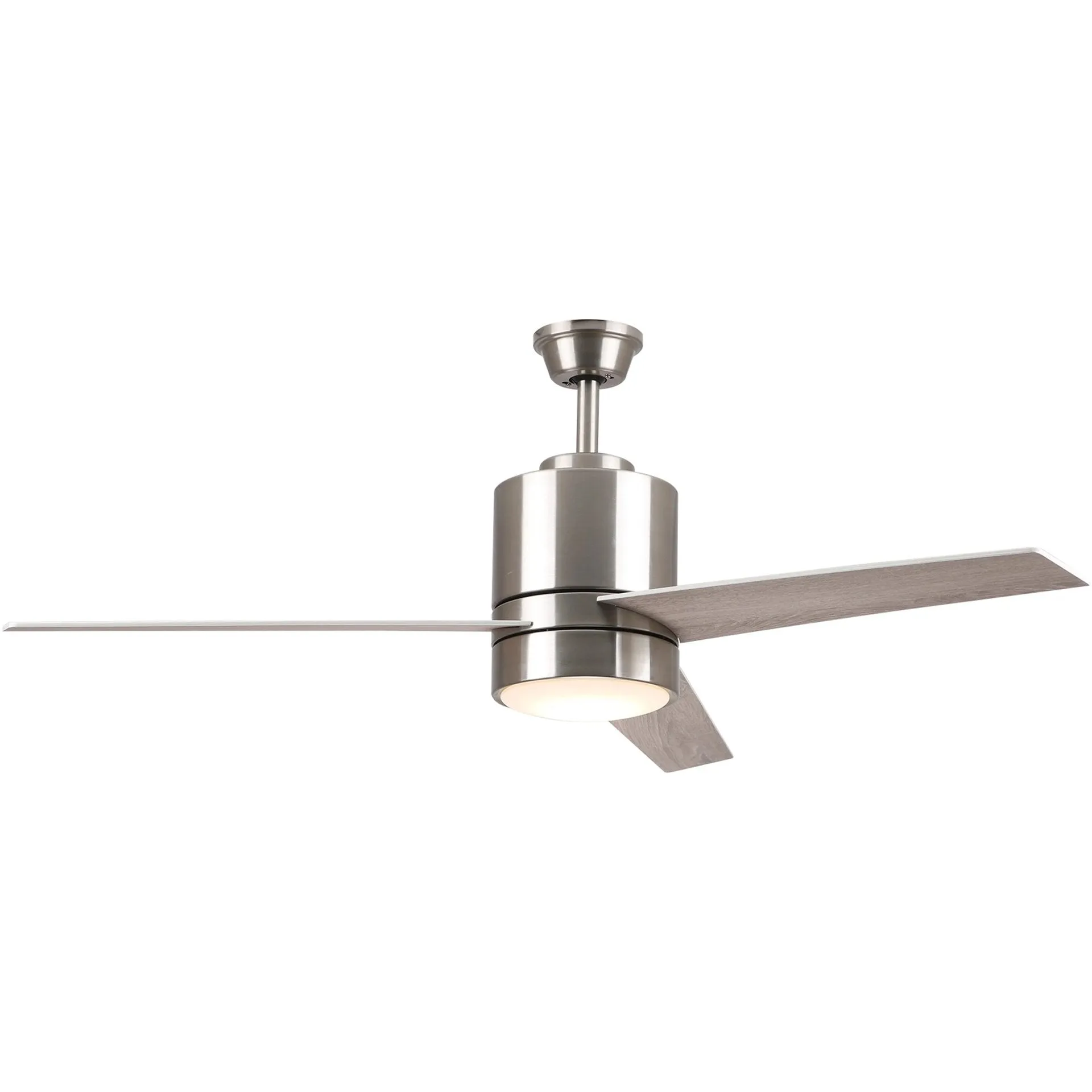 RAIDEN 52 inch 3-Blade Smart Ceiling Fan with LED Light Kit & Smart Wall Switch - Silver/Wood Pattern