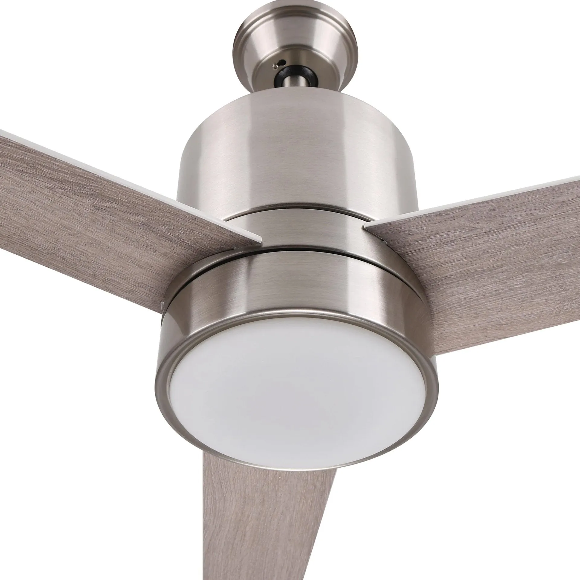 RAIDEN 52 inch 3-Blade Smart Ceiling Fan with LED Light Kit & Smart Wall Switch - Silver/Wood Pattern