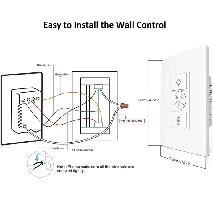 RAIDEN 52 inch 3-Blade Smart Ceiling Fan with LED Light Kit & Smart Wall Switch - Silver/Wood Pattern