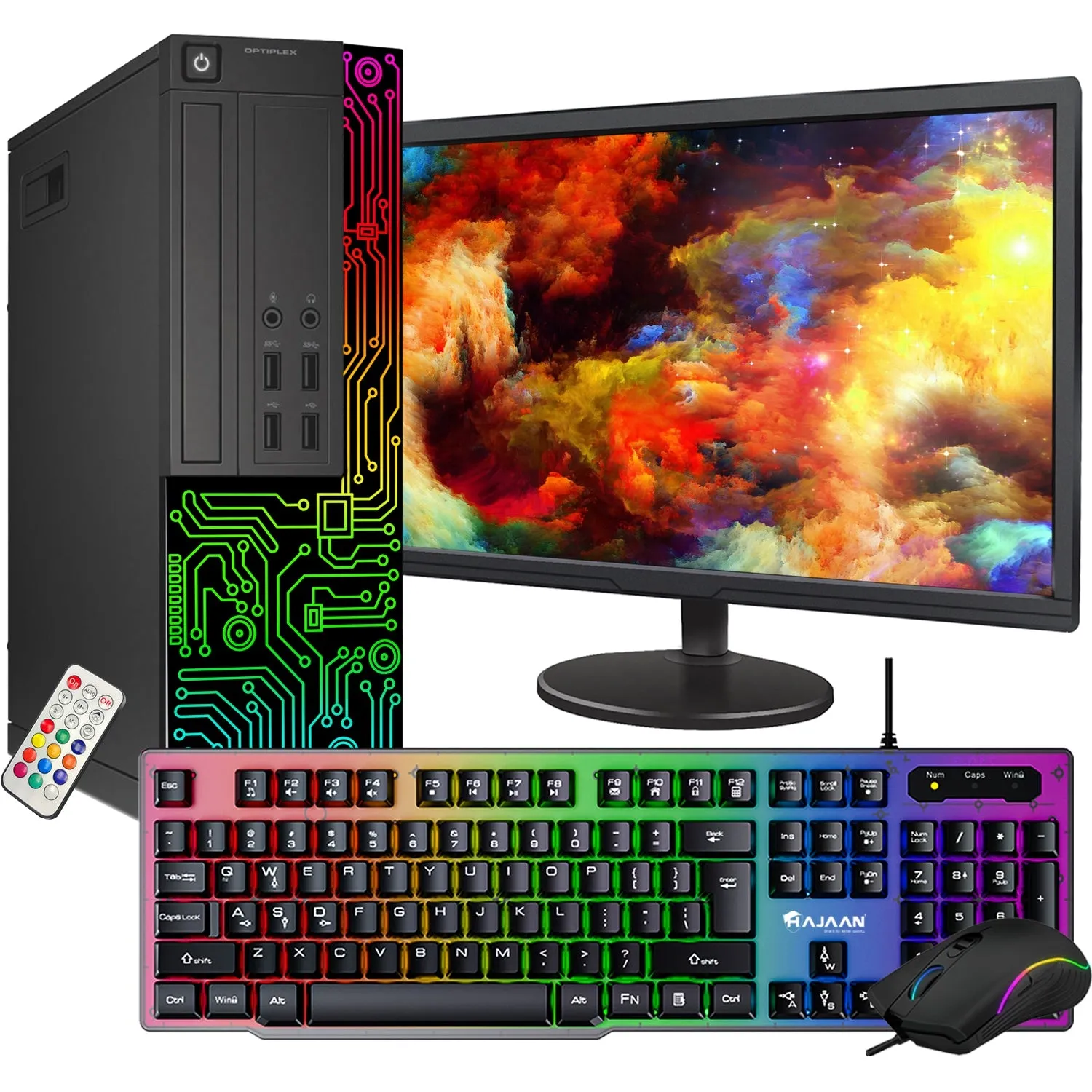 Refurbished (Good) - Dell OptiPlex Desktop Computer Intel i5 Quad-Core Processor 8GB RAM 256GB SSD, 22 Inch Monitor, Win 10 Pro WIFI, HAJAAN Gaming PC Keyboard & Mouse