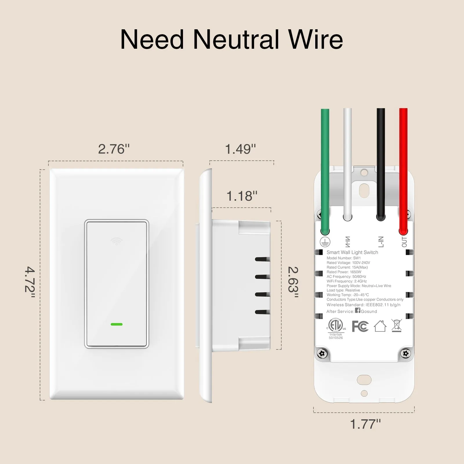 Smart Light Switch GHomeSmart® SW5