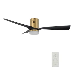 SPEZIA 48 inch 3-Blade Flush Mount Smart Ceiling Fan with LED Light Kit & Remote - Gold/Black