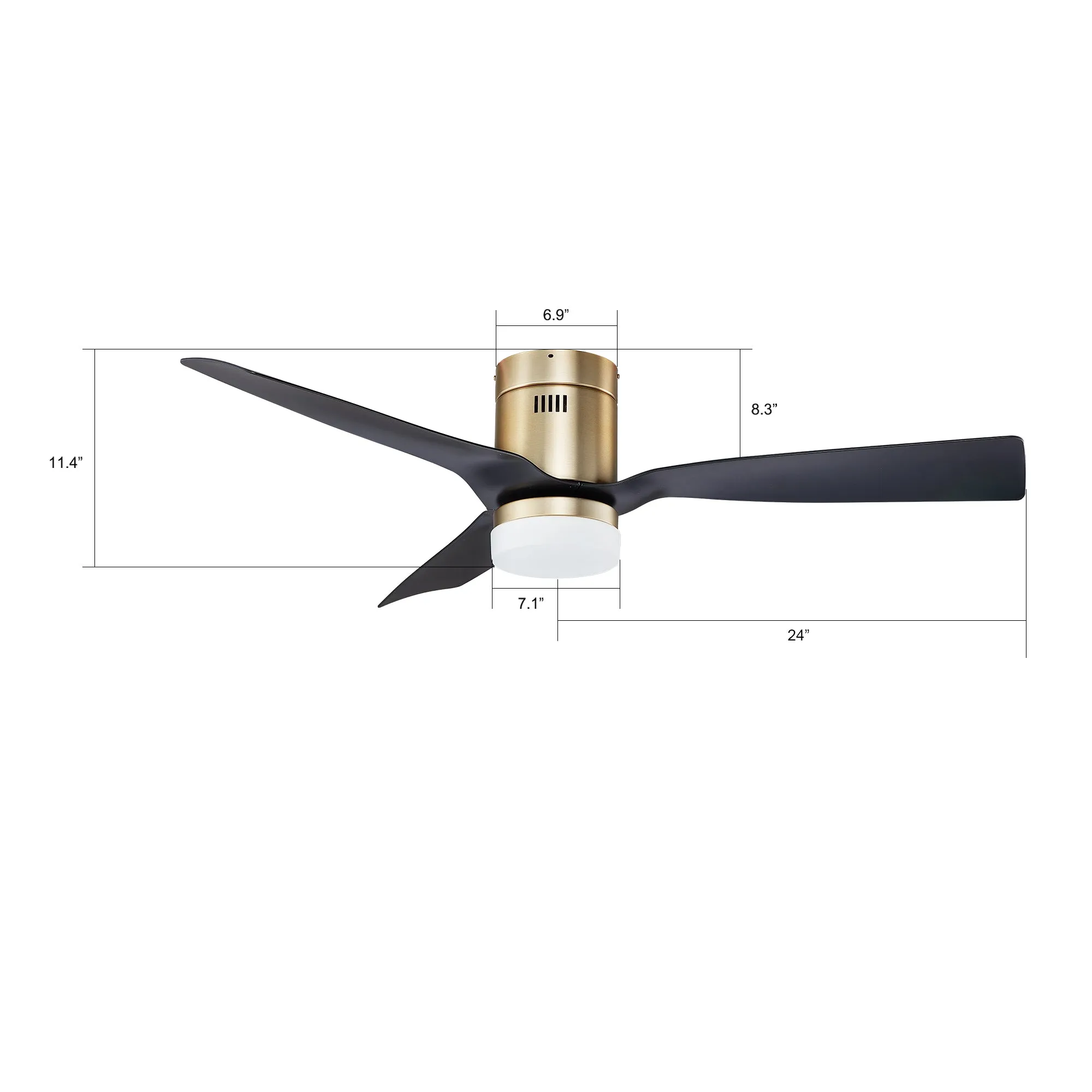 SPEZIA 48 inch 3-Blade Flush Mount Smart Ceiling Fan with LED Light Kit & Remote - Gold/Black