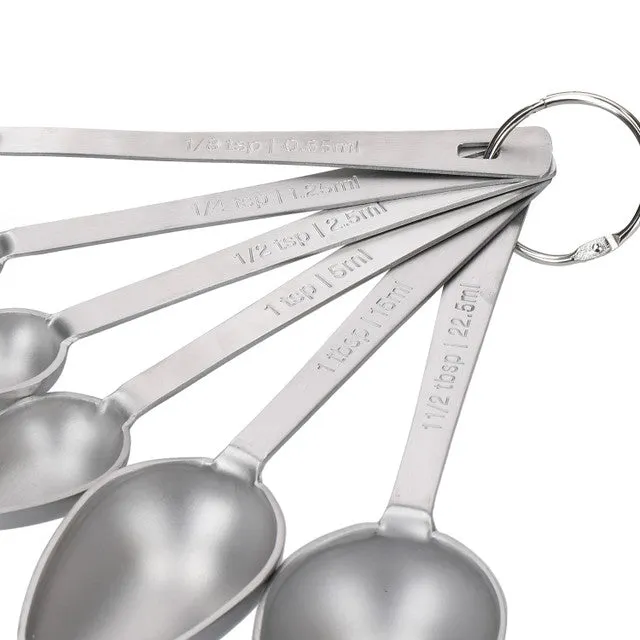 Stainless Steel Measuring Spoon Set, 6 Pieces