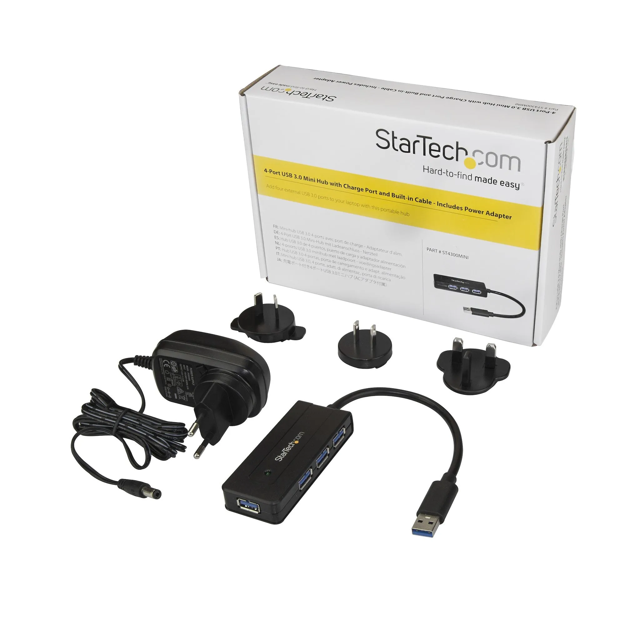 Startech.Com 4 Port Usb 3.0 Hub Superspeed 5Gbps With Fast Charge Portable Usb 3.1/Usb 3.2 Gen 1 Type-A Laptop/Desktop H