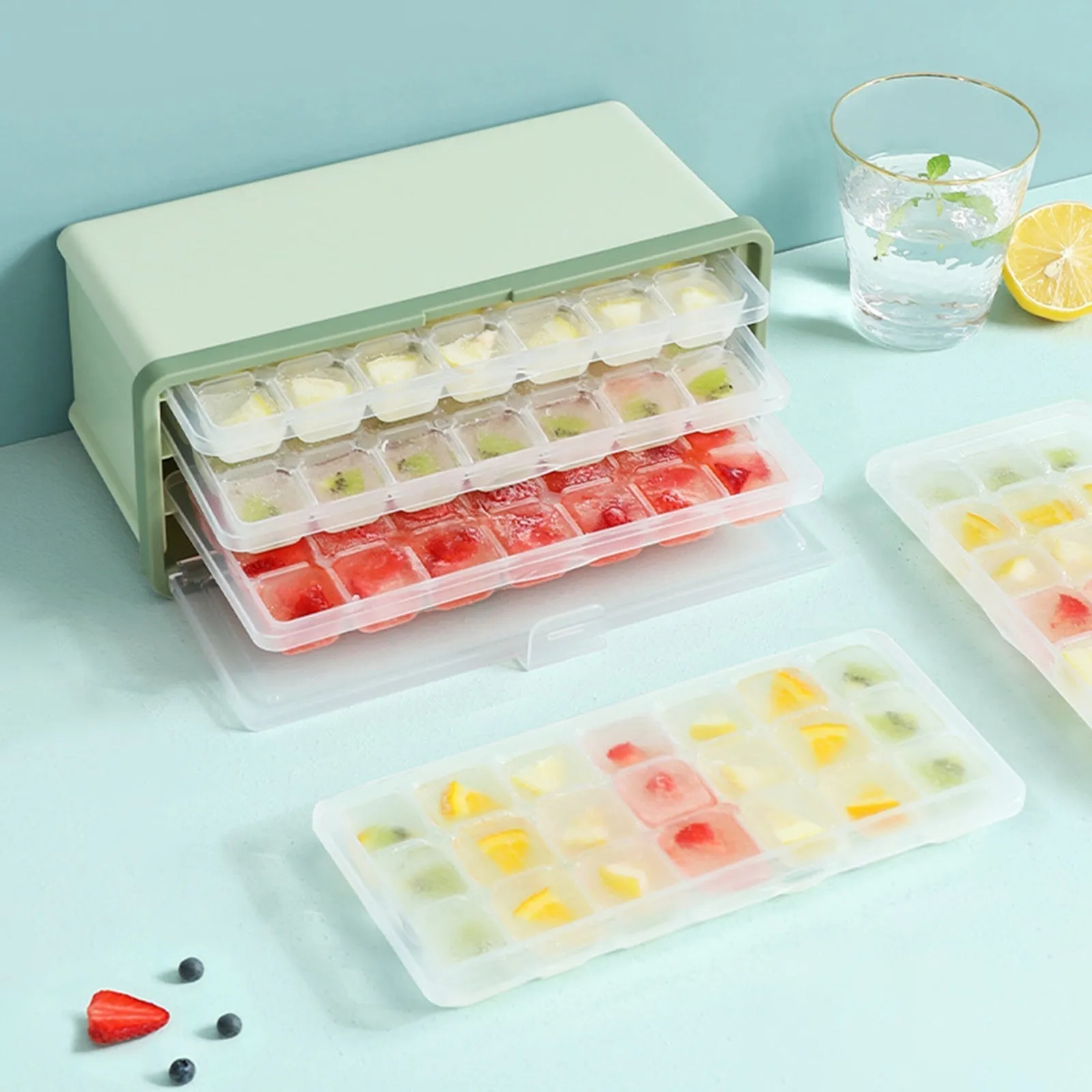 Three-Layer Ice Cube Tray Box