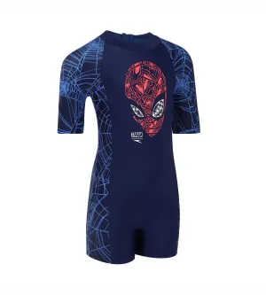 Tots Unisex Marvel Spiderman All In One Suit - Navy & Lava Red