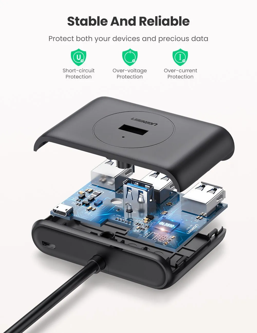 UGREEN 4-in-1 USB 3.0 Data Hub