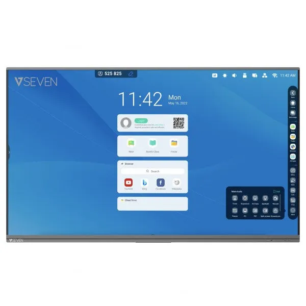 V7 Ifp7502-V7pro Interactive Whiteboard 190.5 Cm (75") 3840 X 2160 Pixels Touchscreen Black Usb / Bluetooth