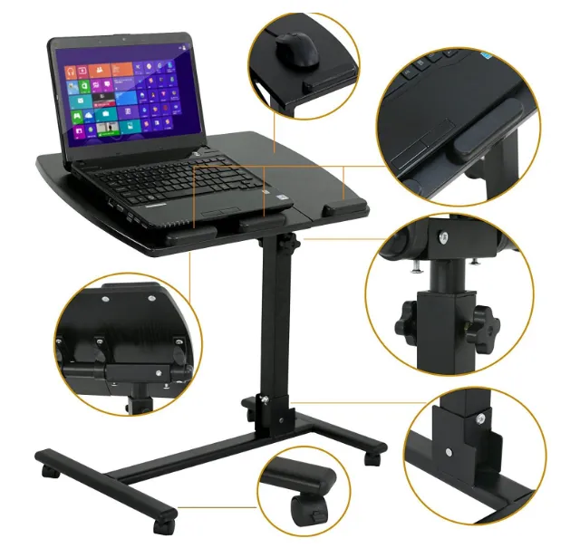 ZENY™ Laptop Rolling Cart Table Height Adjustable Notebook Laptop Swivel Stand Desk