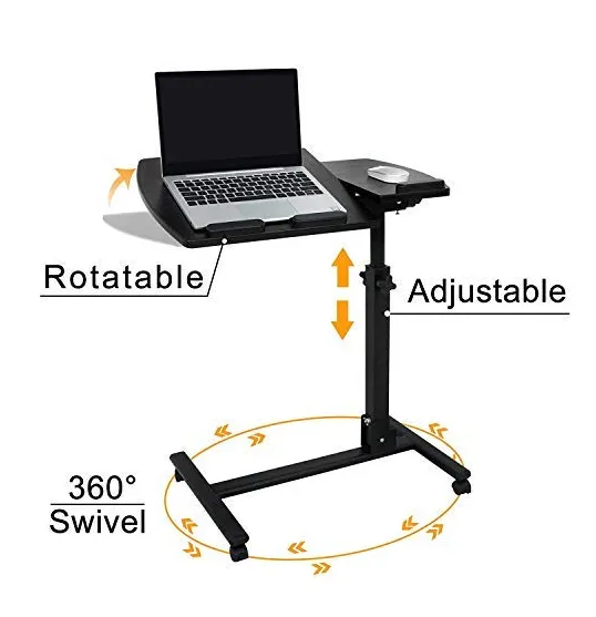 ZENY™ Laptop Rolling Cart Table Height Adjustable Notebook Laptop Swivel Stand Desk